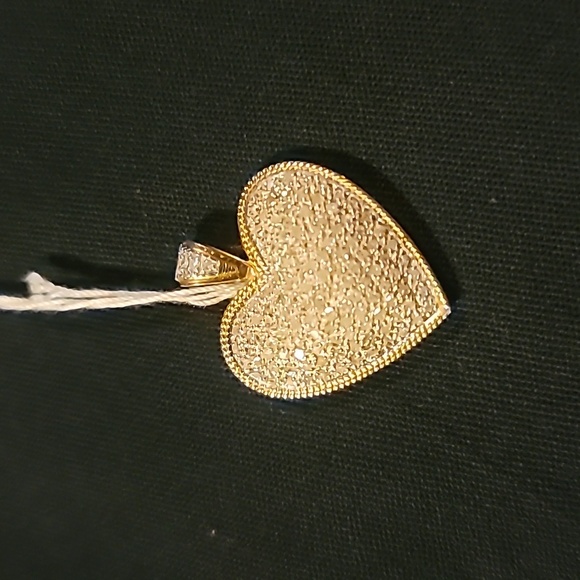 VintHeart Pendent 1ct Real Pave' Diamonds Set In 14k White And Yellow Real Gold. - Picture 4 of 8
